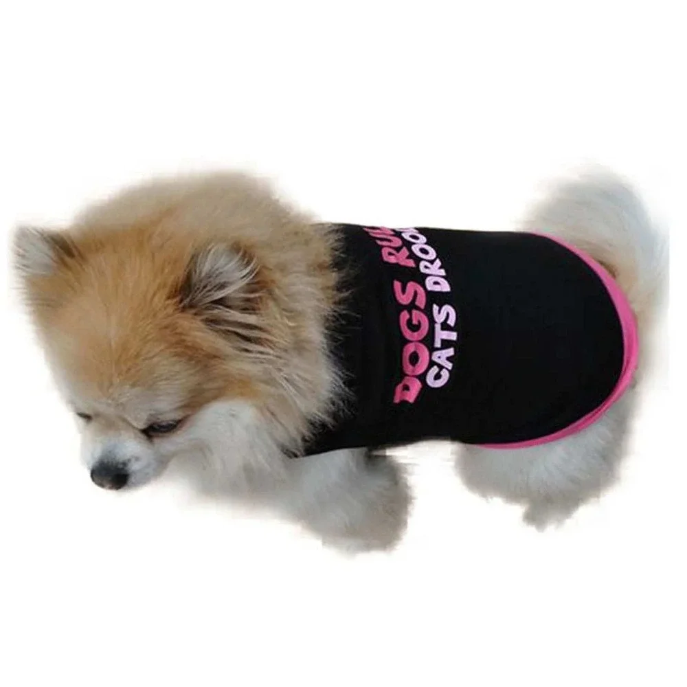 Dogs Rule Cats Drool Pet Shirt Large Black Pink Graphic Tank Top Dog Puppy